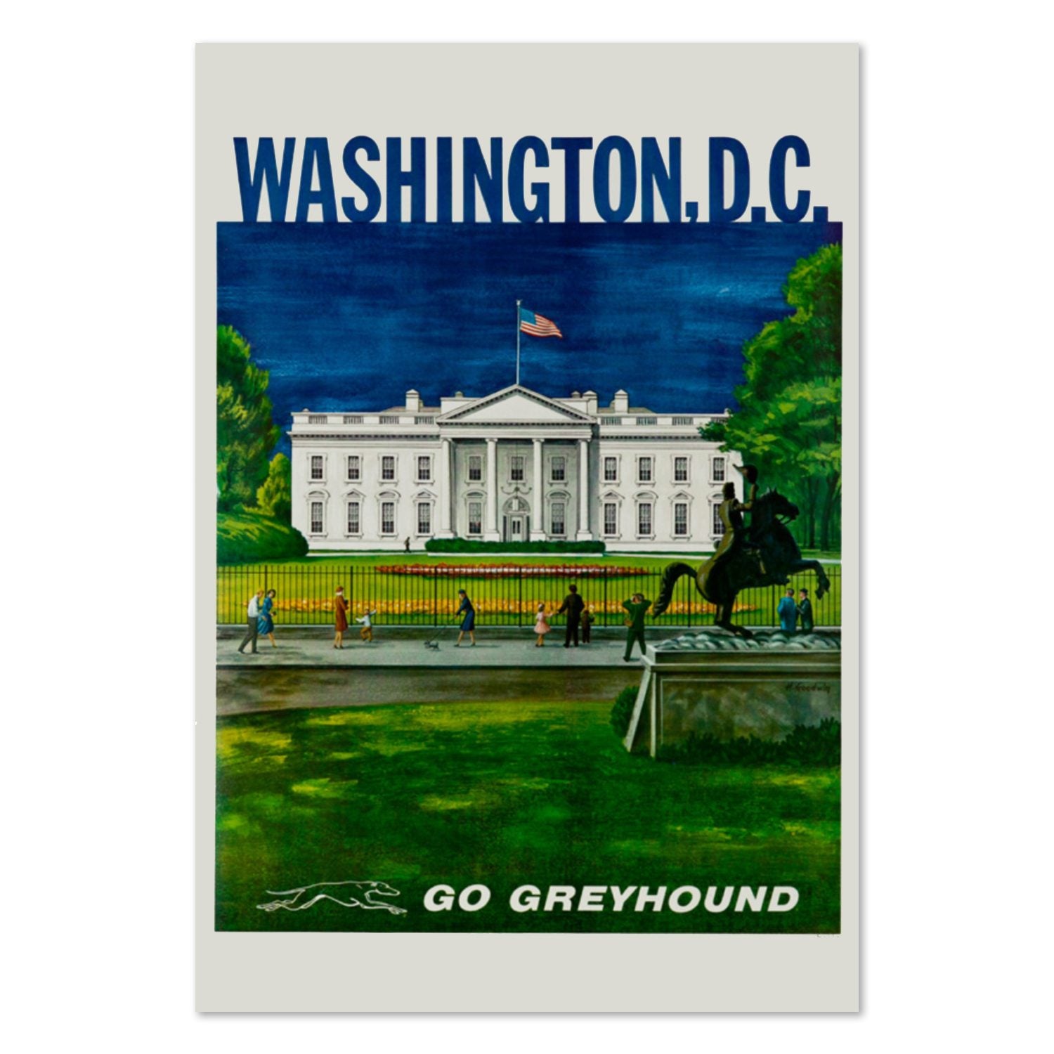 Washington DC Go Greyhound poster print